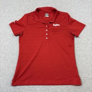 Hy-Vee Women's Sz M Red Polo Opti-Dry Golf Callaway Shirt Button